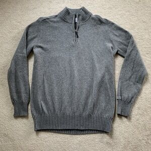 Columbia Sweater Mens L Gray Wool Blend Pullover Quarter Zip Mock Neck Outdoor